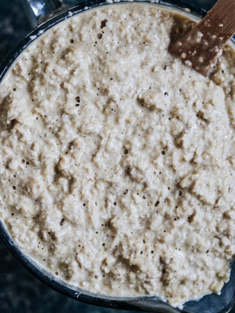 bowl of oats soaked in yogurt water