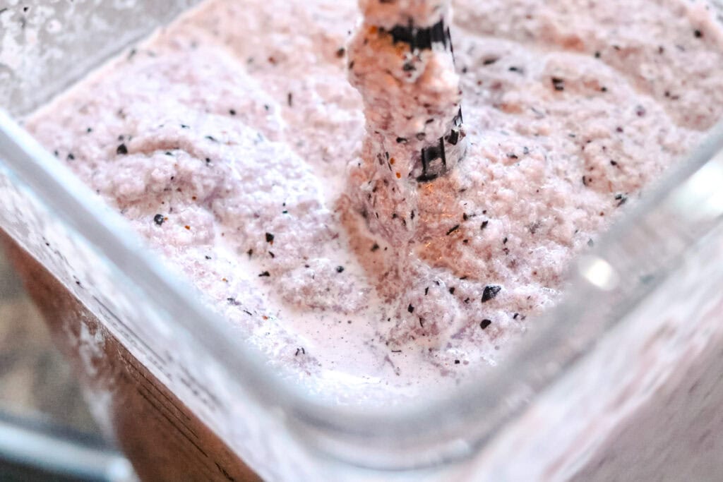 blended smoothie in a blender