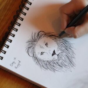 one of the benefits of inktober is improved drawing skills like this girl drawing a lion