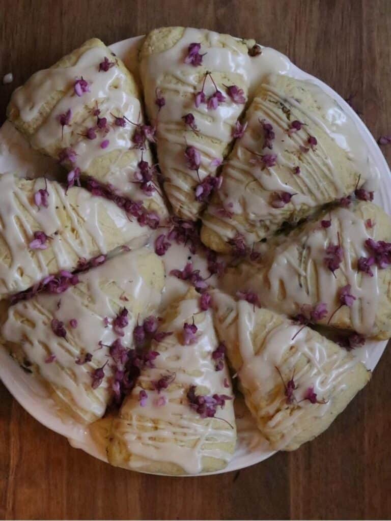 cooked redbud scones on plate