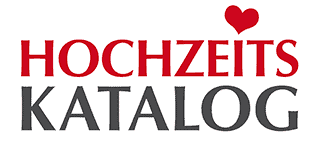 HK_Logo Textlogo mit fettgedrucktem HOCHZEITS KATALOG. HOCHZEITS ist rot, KATALOG grau. Über dem Buchstaben S befindet sich ein rotes Herzsymbol.