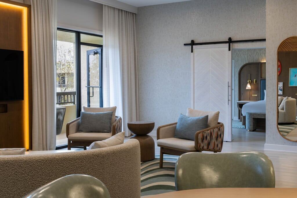 Hotel suite living room.