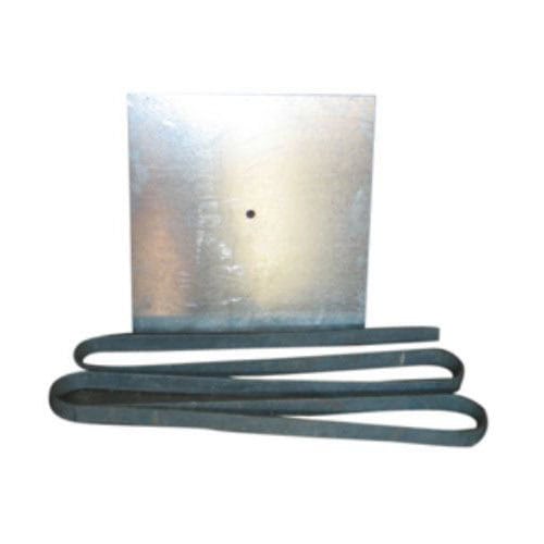 Hot dip galvanized steel heating element with mounting plate for industrial applications.