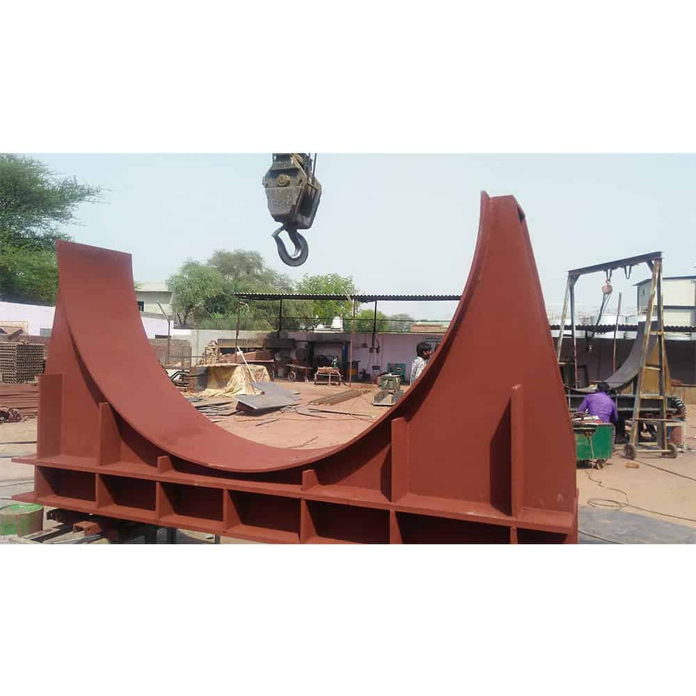 Large steel structure being fabricated at Hi-Tech Engineers workshop.
