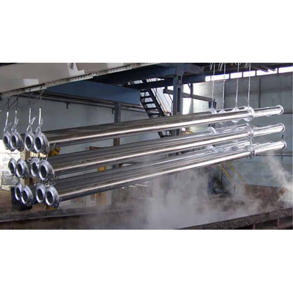 Stainless steel industrial pipes for manufacturing and construction.