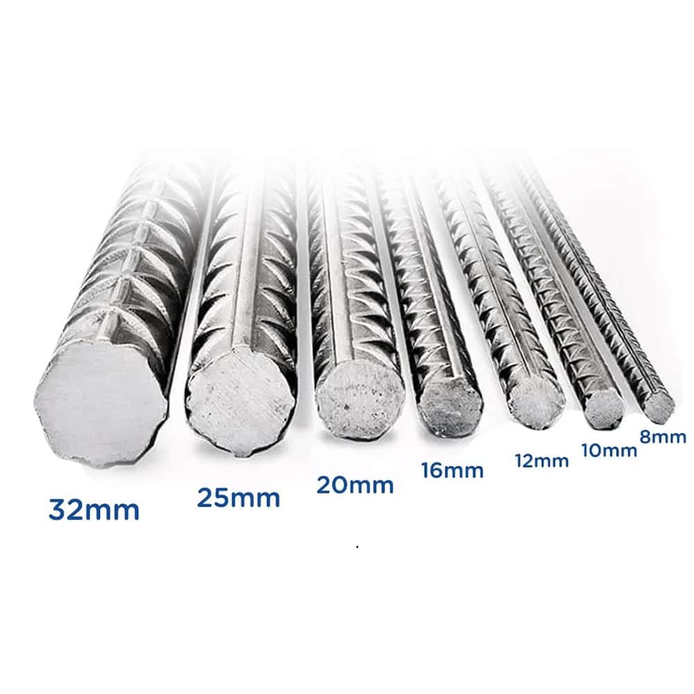 Various steel sections with different diameters for construction use.