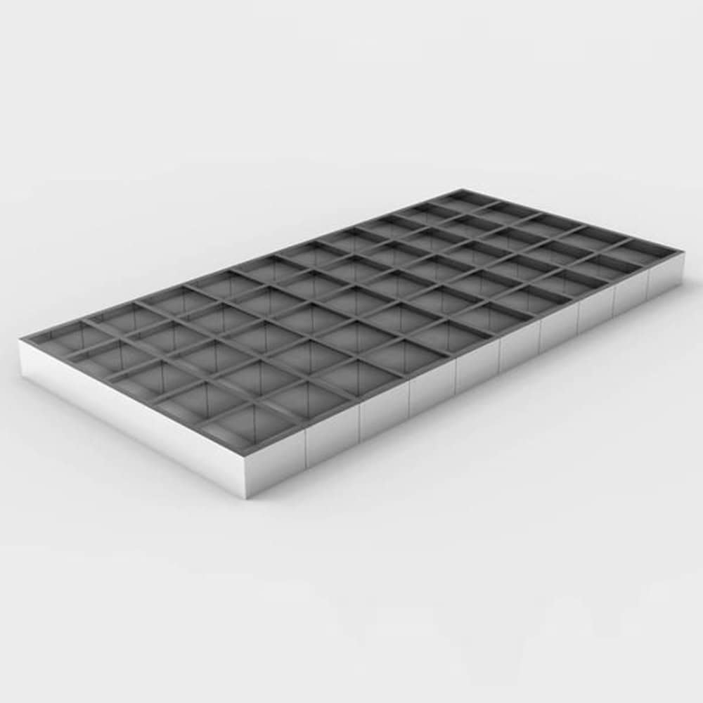 Steel grid structure used in construction and manufacturing processes.