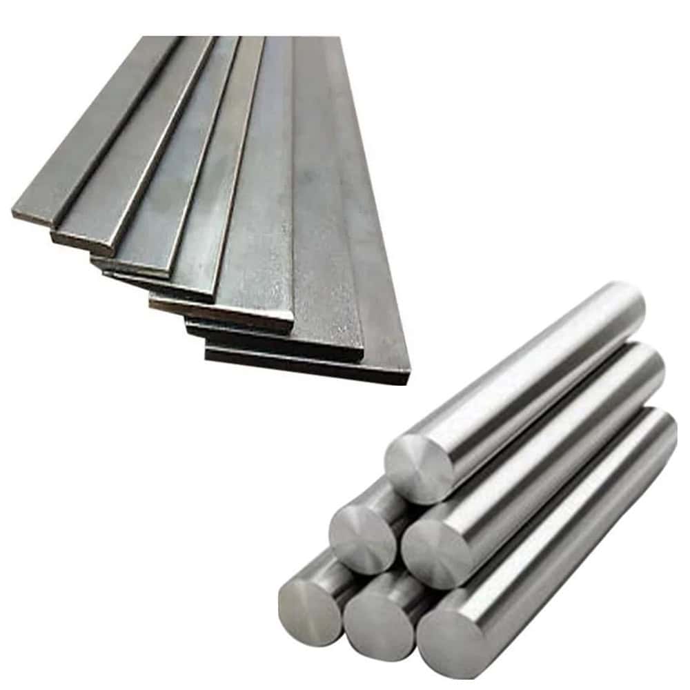 Steel sections including plates and rods for construction and industrial use.