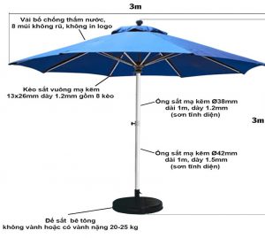 HÌNH ẢNH DÙ TRÒN ĐÚNG TÂM 3M X 3M HÒA PHÁT ĐẠT