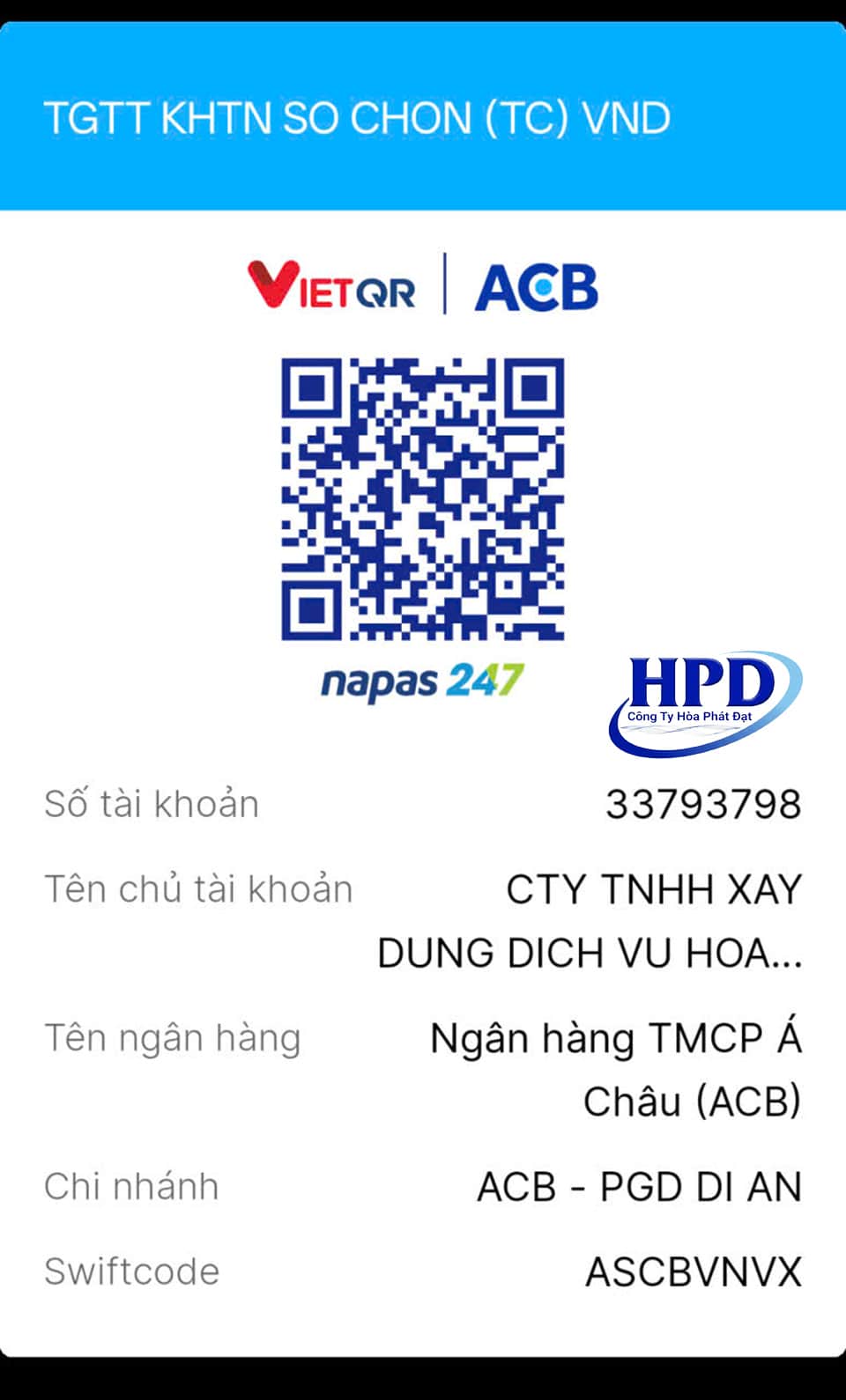 Thông tin thanh toán Thông tin số tài khoản thanh toán Công ty Hòa Phát Đạt