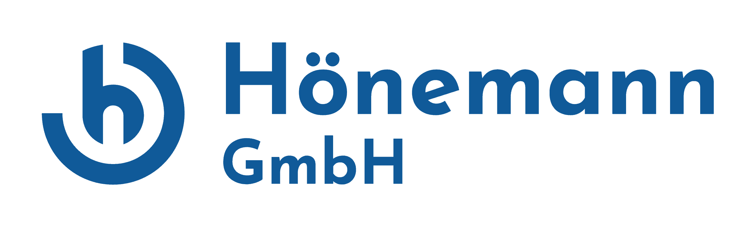 Blaues Logo der Hönemann GmbH auf transparentem Hintergrund.