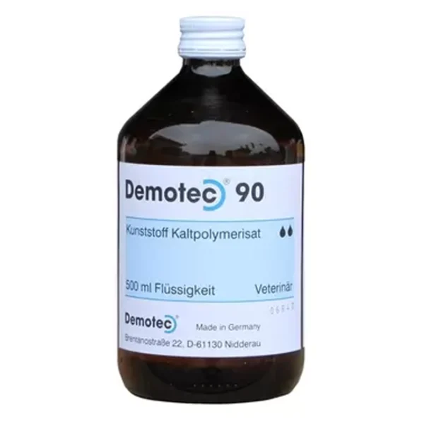 Demotec 90 veterinary product bottle.