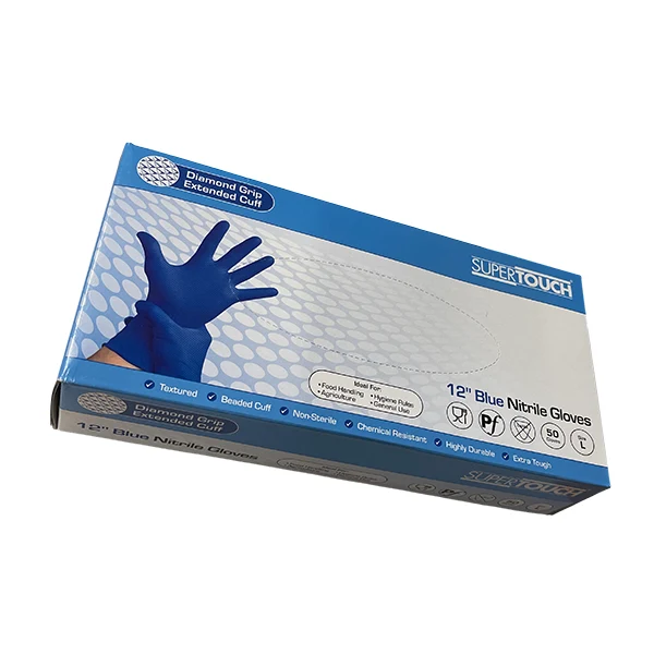 Box of 12-inch blue nitrile gloves