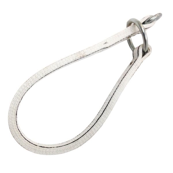White canvas bag handle with metal ring