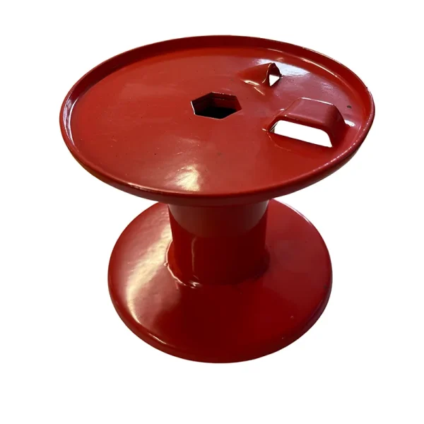 Red spanner wrench stand with hexagonal hole.