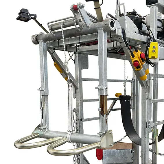 Industrial scaffolding platform with safety controls