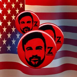 Stencil Zohran Mamdani New York City Mayor NYC Button