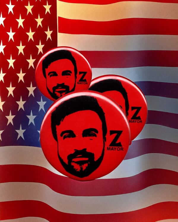 Stencil Zohran Mamdani New York City Mayor NYC Button