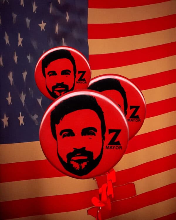 Stencil Zohran Mamdani New York City Mayor NYC Button