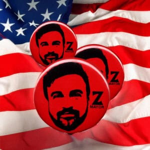 Stencil Zohran Mamdani New York City Mayor NYC Button