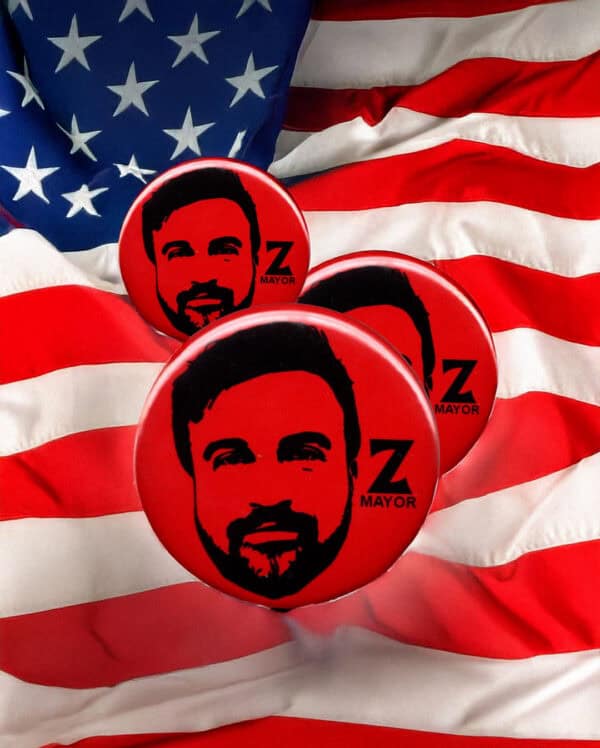 Stencil Zohran Mamdani New York City Mayor NYC Button