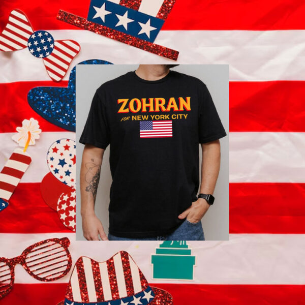 Zohran-Mamdani-for-New-York-City-Campaign-T-Shirt-with-USA-Flags