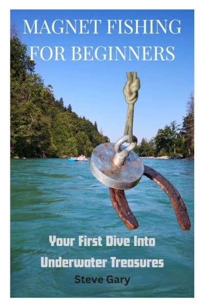 picture of someone magnet fishing above a river