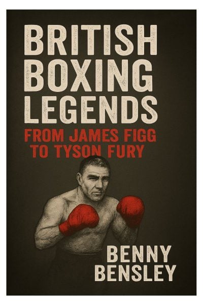 british boxing legends book cover image black background red and white text