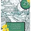 cover image of a country house and gardens in green for garden colouring pages pack