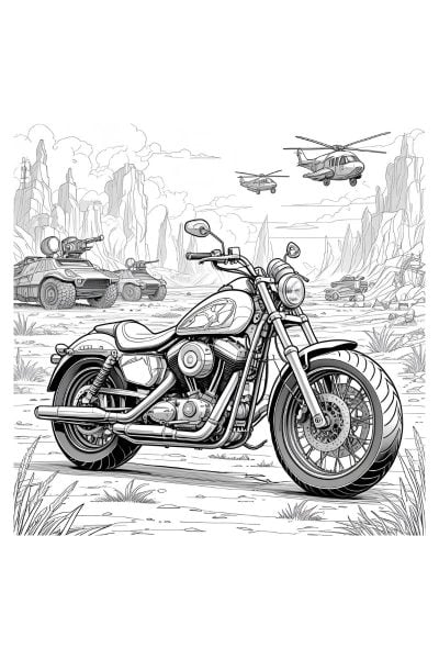 Alternative view of Fantasy Motorcycle Colouring Pages for Adults & Teens
