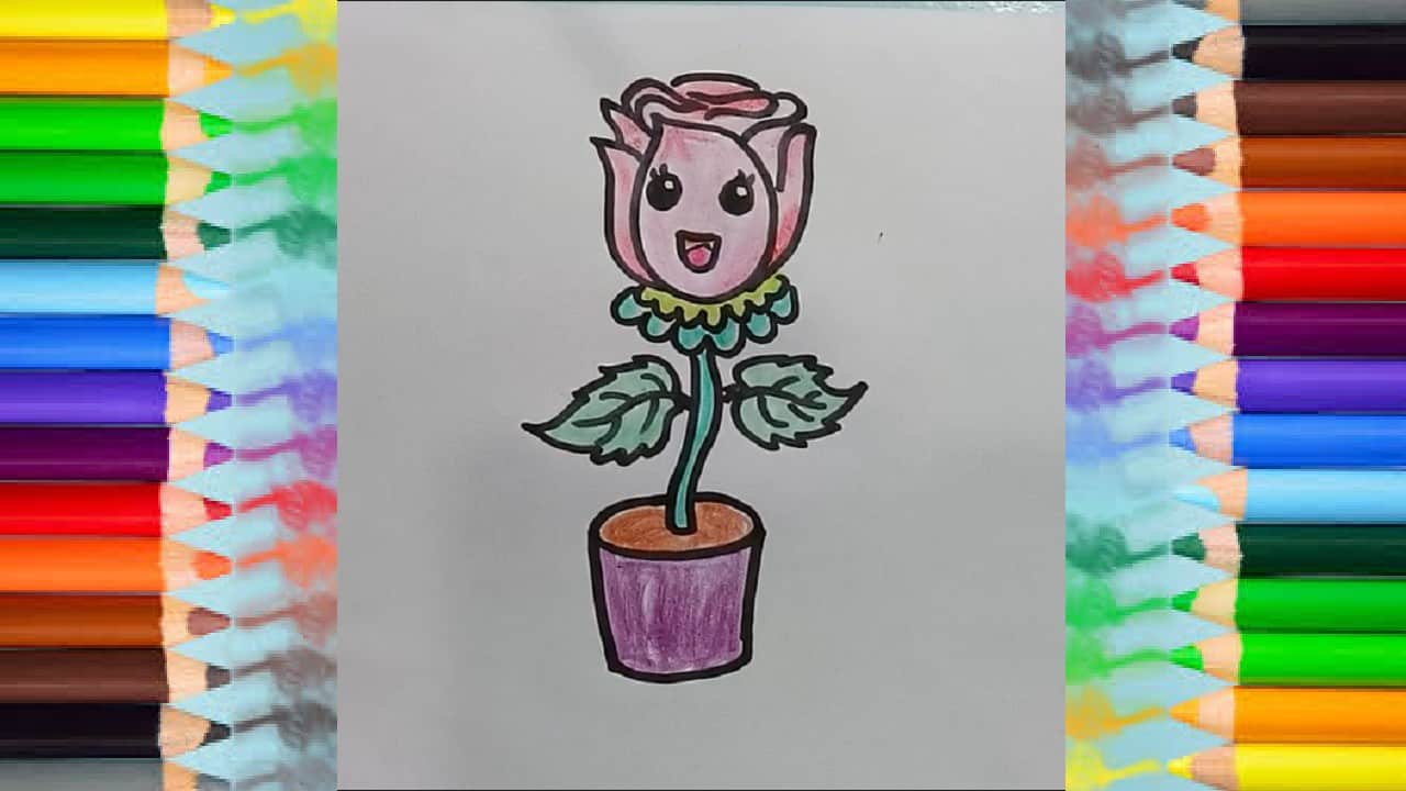 Children’s Coloring – how to draw cute cartoon flowers