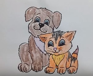 how to draw cats and dogs cute and easy | cat and dog drawing