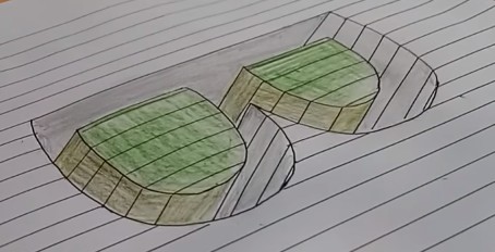 3D trick art on pages | Drawing Letter B Hole in Line Paper