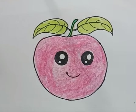 How to Draw a cute Apple step by step for kids