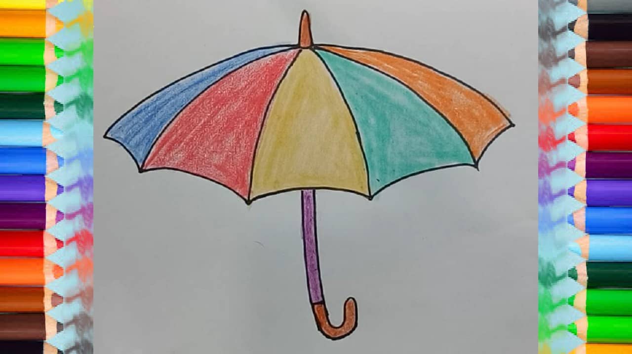 How to draw an umbrella step by step