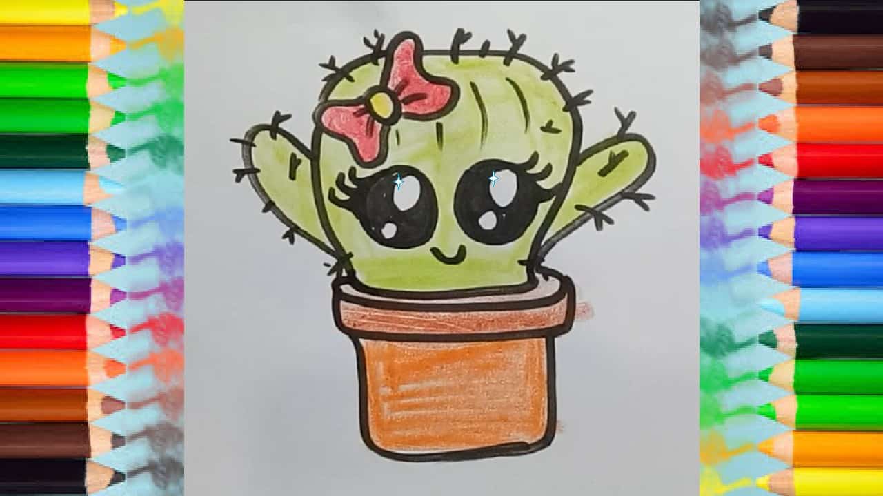 How to draw a Cute cartoon Cactus | Draw so cute