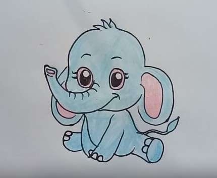 How to draw a cute cartoon elephant Step by Step