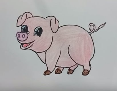 How to Draw a Cartoon Pig cute and easy step by step | Easy animals to draw for kids