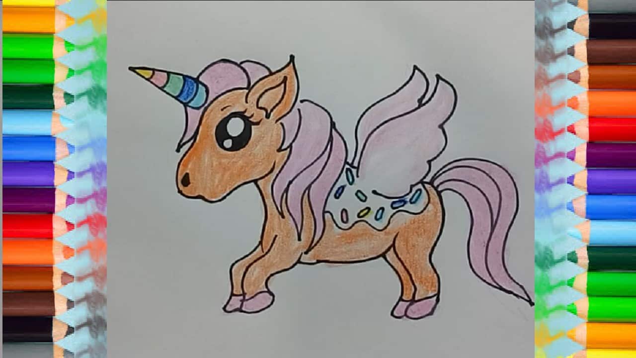 How to draw a UNICORN DONUT step by step