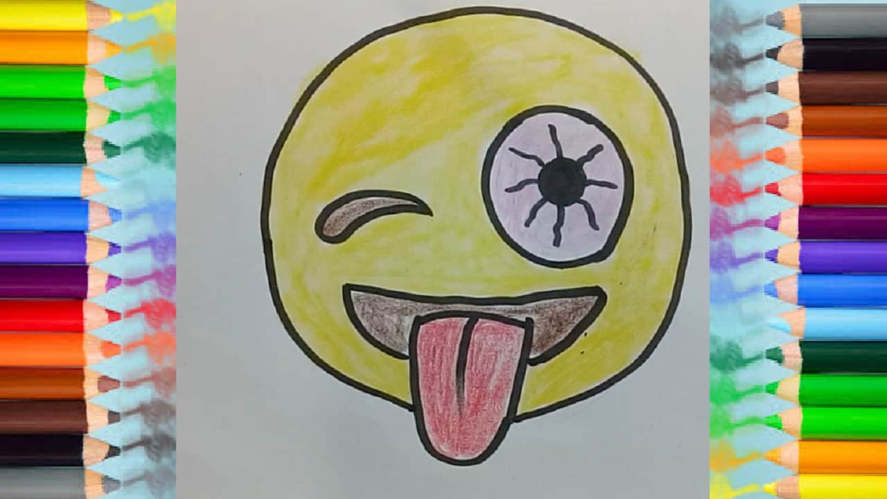 How To Draw The Crazy Face Emoji step by step