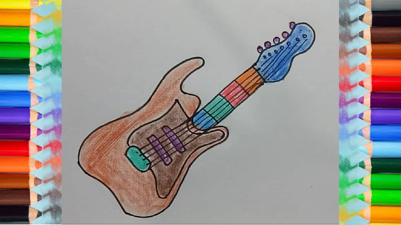How to Draw Electric guitar and coloring pages
