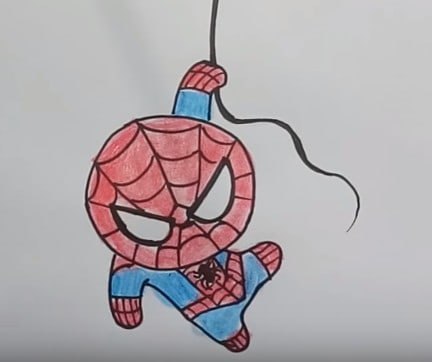 How to draw spiderman cute and easy for kids | spiderman Drawing