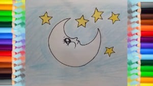 How to Draw moon and star for kids