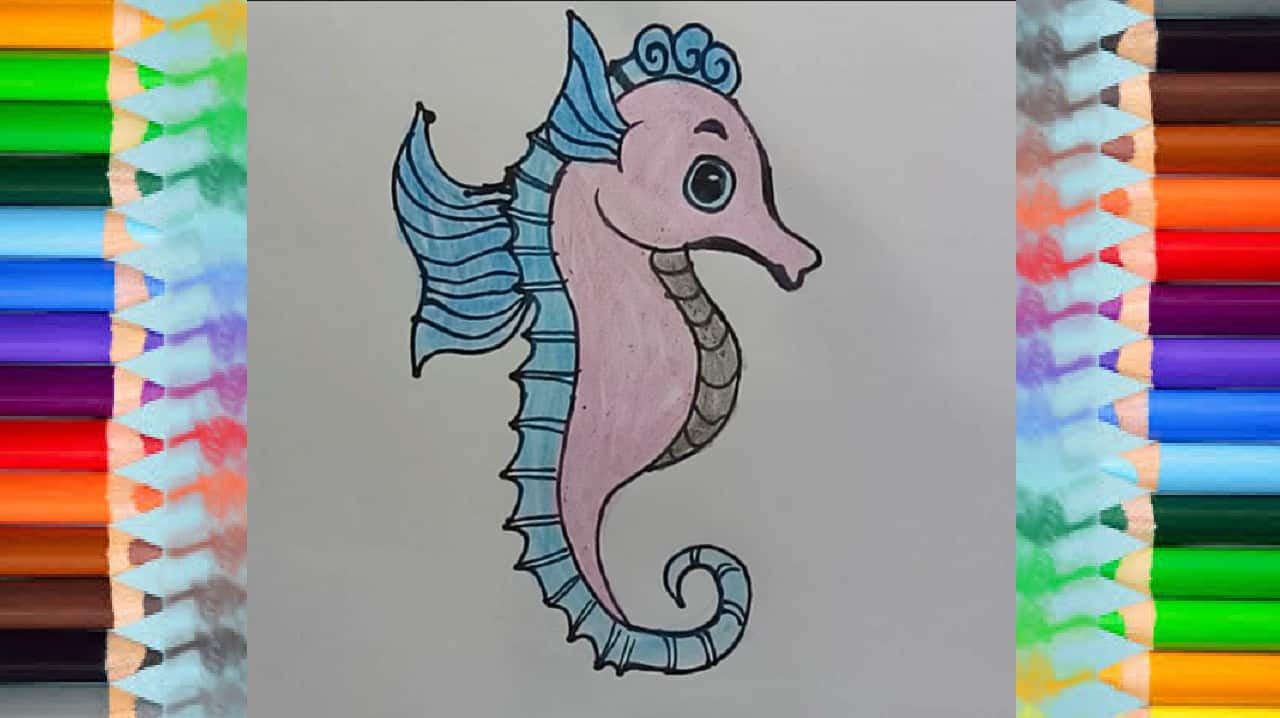 How To Draw a Seahorse cute and easy step by step