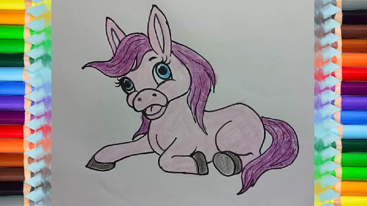 How to draw a cartoon horse cute and easy