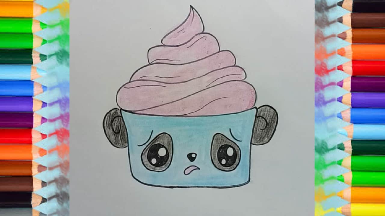 How to draw a cupcake Panda cute and easy
