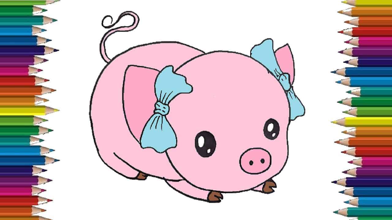 How to draw a pig cute and easy – Cartoon pig drawing step by step