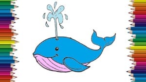 how to draw a whale step by step for kids