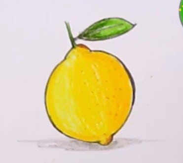 How to draw a lemon easy step by step | Fruits drawing
