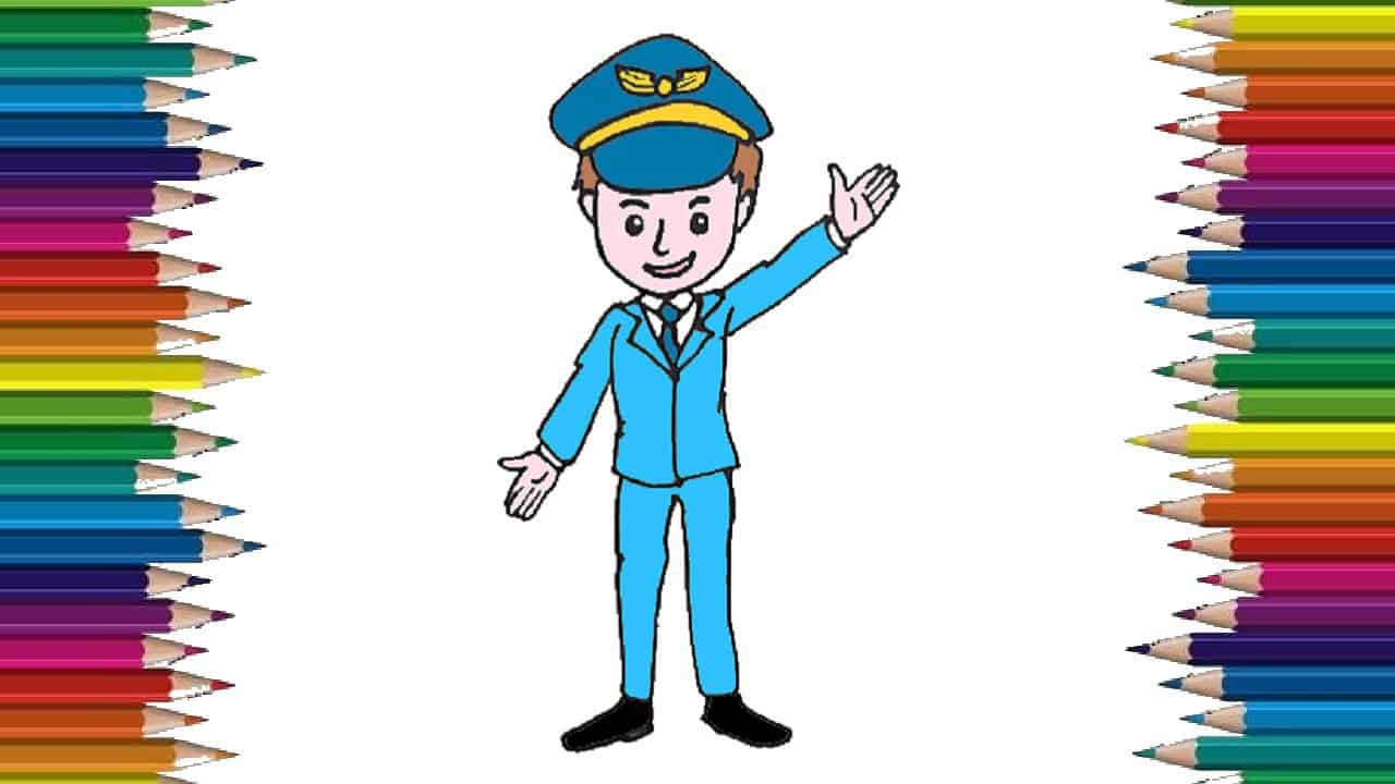 How to draw a pilot easy step by step – Easy drawings for kids